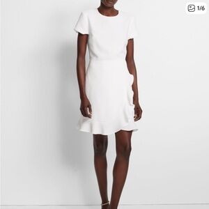Club Monaco Elegant White Ruffle Hem Dress